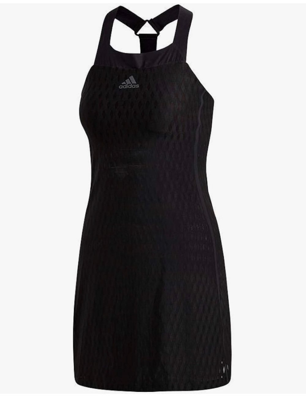 Adidas Barricade Tennis Dress Black Textured Knit Cross Back Strap Size Small